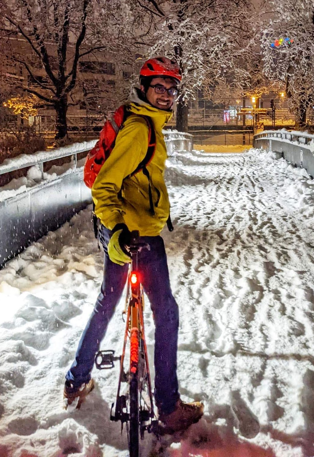 Using a road bike in the snow is not reccomended.